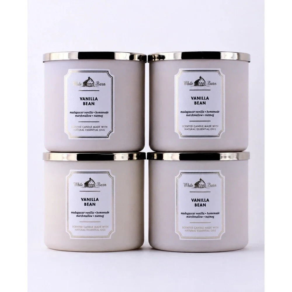 QTY 4 x Bath & Body Works VANILLA BEAN 3 Wick 14.5Oz  Scented Candle Lot